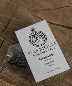 Perles Hematite 4mm sur fil 40cm, 1 part